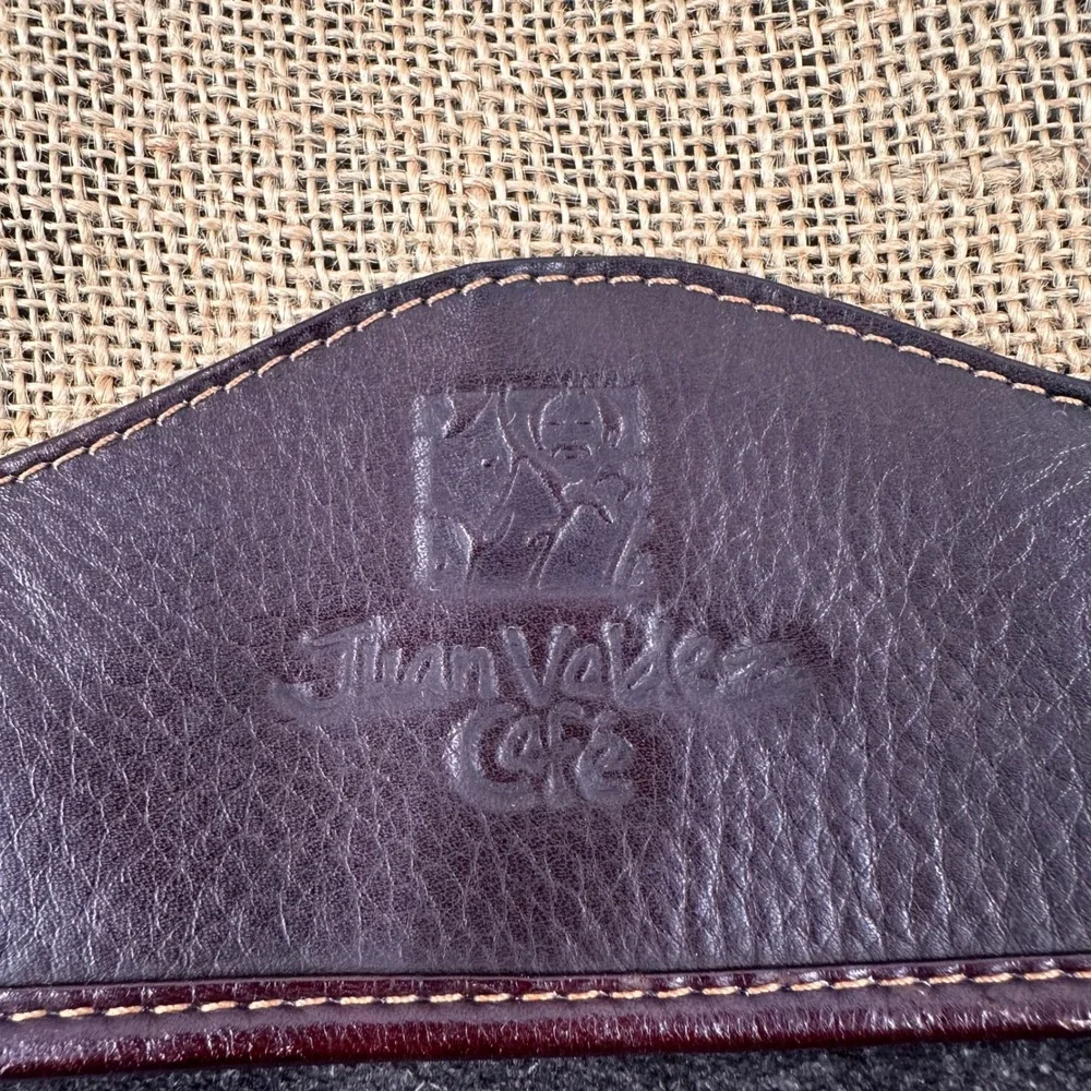 Juan Valdez Cafe Messenger Bag Large Leather Burlap Suede Brown Y2K Casual